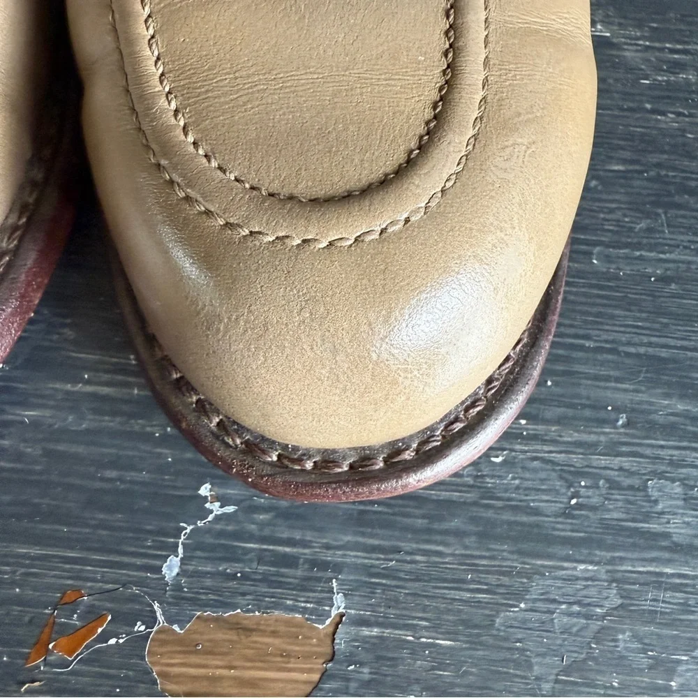 Vintage 50s Taupe Tan Leather Oxford Loafer - Picture 6 of 11